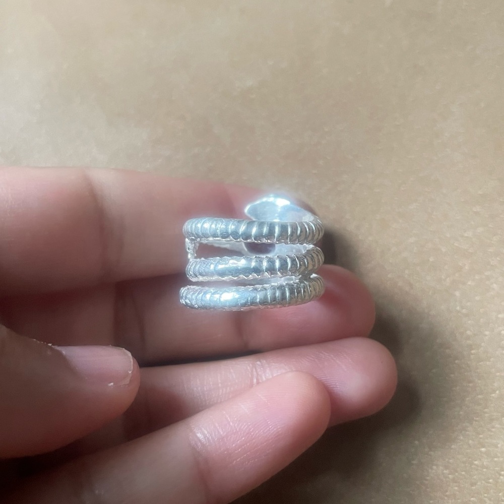 Vintage Sterling silver 925 snake 🐍 ring w garnet red stone boho luxe - Picture 10 of 12